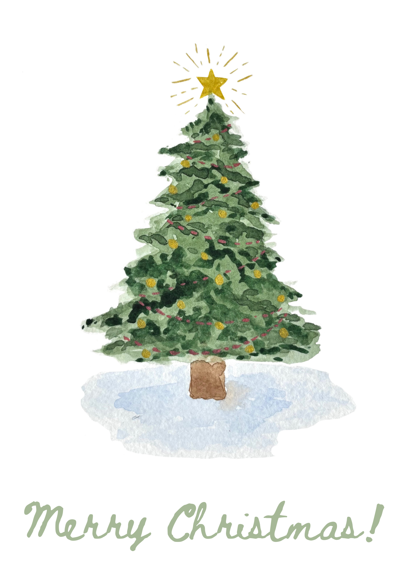 Watercolor Christmas Tree Card