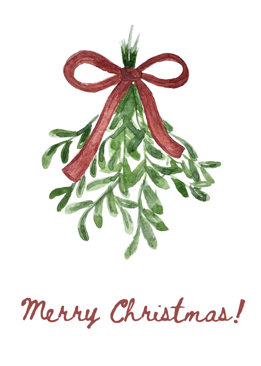 Watercolor Mistletoe Card