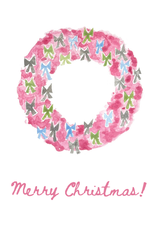 Glitter & Bows Holiday Wreath Christmas Card