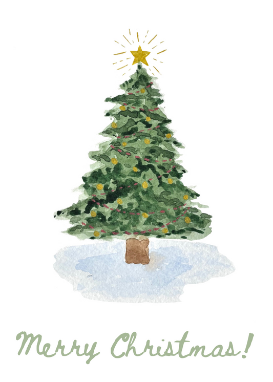 Watercolor Christmas Tree Card